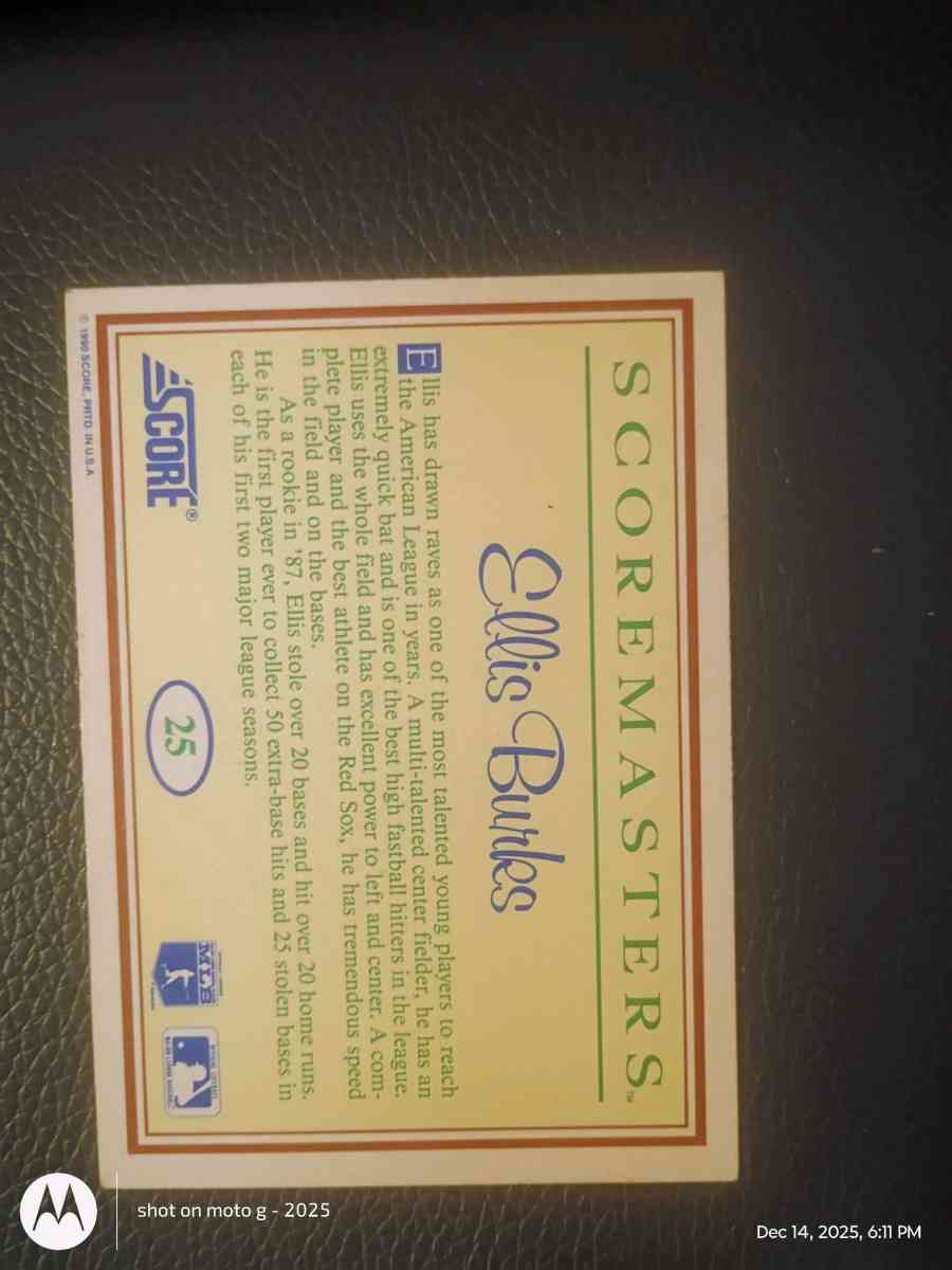 Ellis Burks Baseball Card - Saint Landry, Louisiana - FleaMarketBay