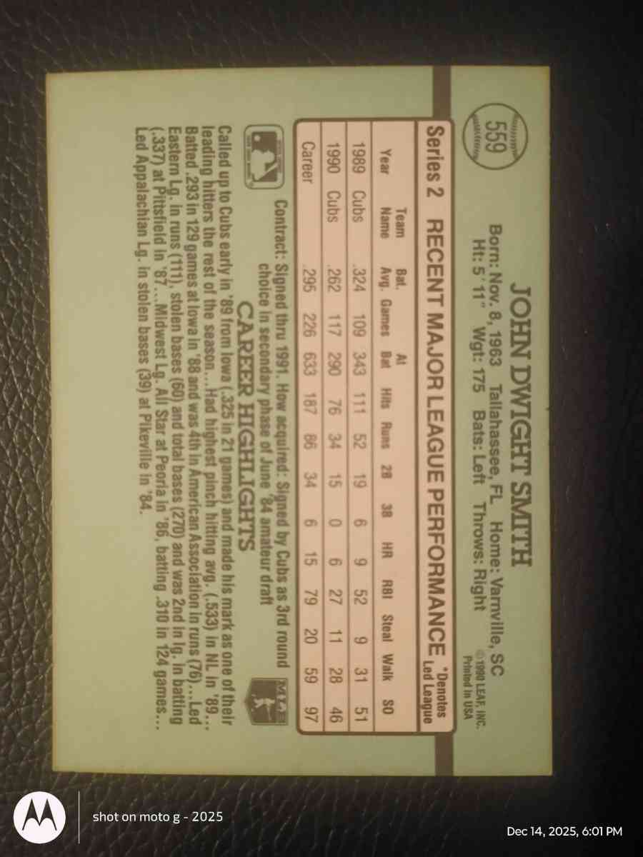 Dwight Smith Baseball Card - Saint Landry, Louisiana - FleaMarketBay