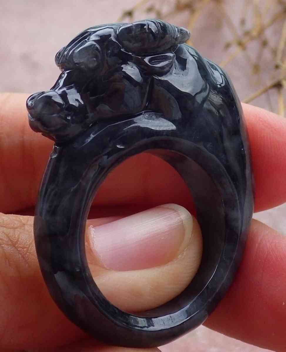 Certificate Black Burma A Jadeite Jade Cow Ox Circle Ring NO - Pasadena, California
