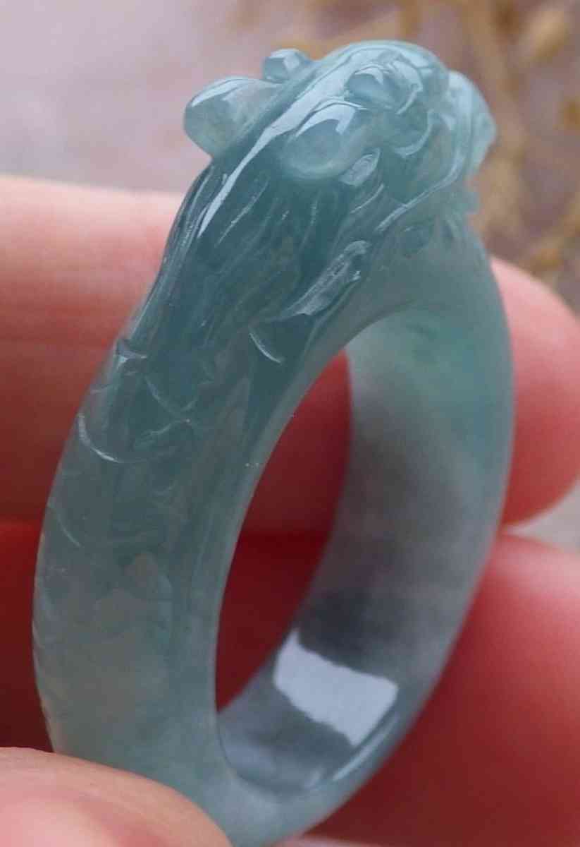 Certificate Jadeite jade Burmese Dragon Ring Size 9 - Pasadena, California - FleaMarketBay