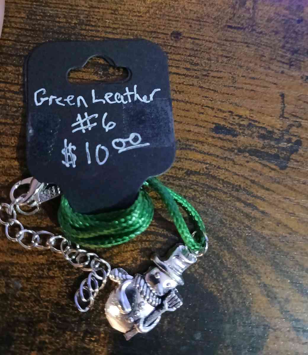 Green Leather Christmas Necklace pt1 - Newport News, Virginia - FleaMarketBay