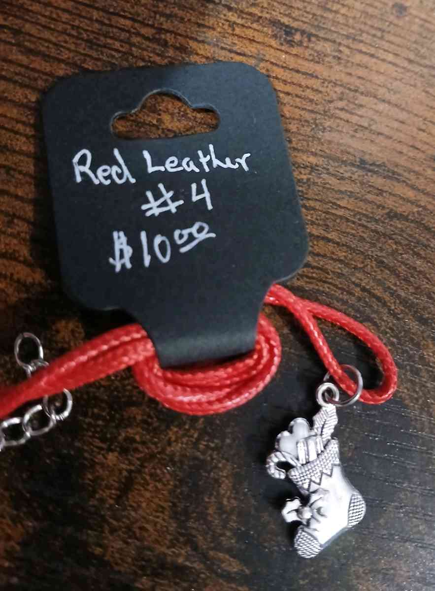 Red Leather Christmas Necklace pt1 - Achilles, Virginia - FleaMarketBay