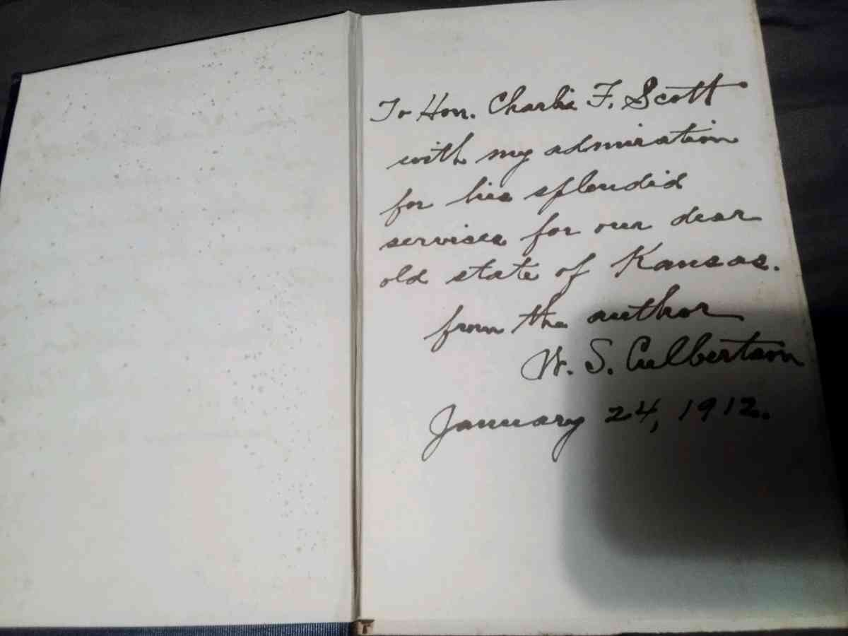 book written by cs culbertson signed to the hon ft scott - Allen, Kansas - FleaMarketBay