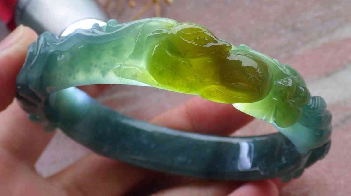 Certificate Jadeite Deer jade Burmese  Bangle 61mm 7inches - Pasadena, California - FleaMarketBay