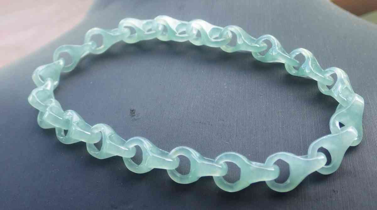 Certificate Jadeite Jade Green chain link knotted Bracelet - Pasadena, California - FleaMarketBay