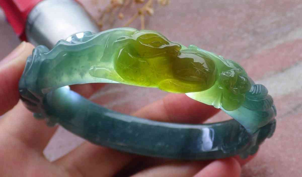 Certificate Jadeite Deer jade Burmese  Bangle 61mm 7inches - Pasadena, California - FleaMarketBay