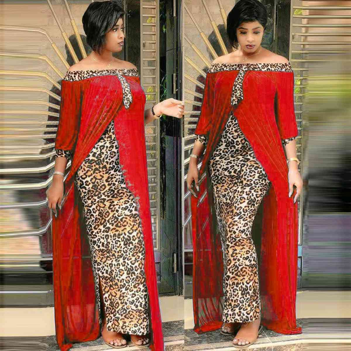 Sexy leopard printed Dashiki African Maxi Women Dress - Boynton Beach, Florida
