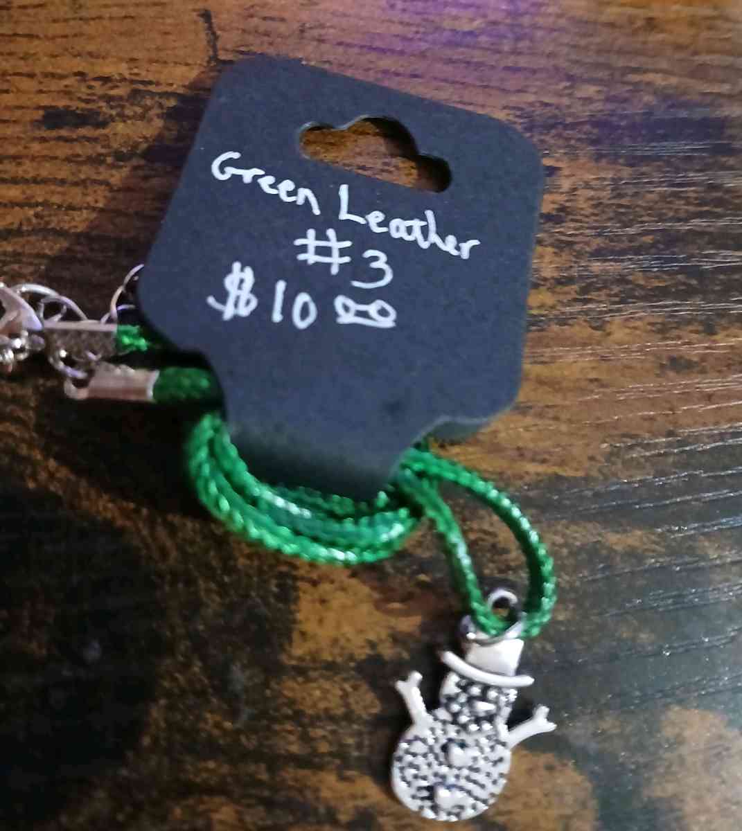 Green Leather Christmas Necklace pt1 - Newport News, Virginia - FleaMarketBay