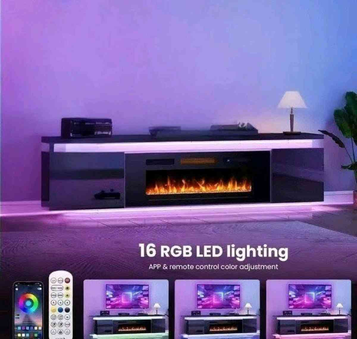 fireplace TV stand for 85in TVs with 40 inch fireplace - Richton Park, Illinois - FleaMarketBay