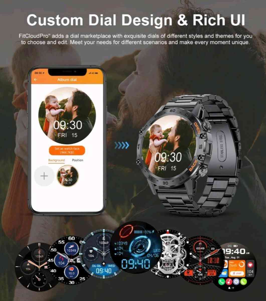 Mens Smart Watch with a Black Stainless Steel band - Grand Rapids, Ohio - FleaMarketBay