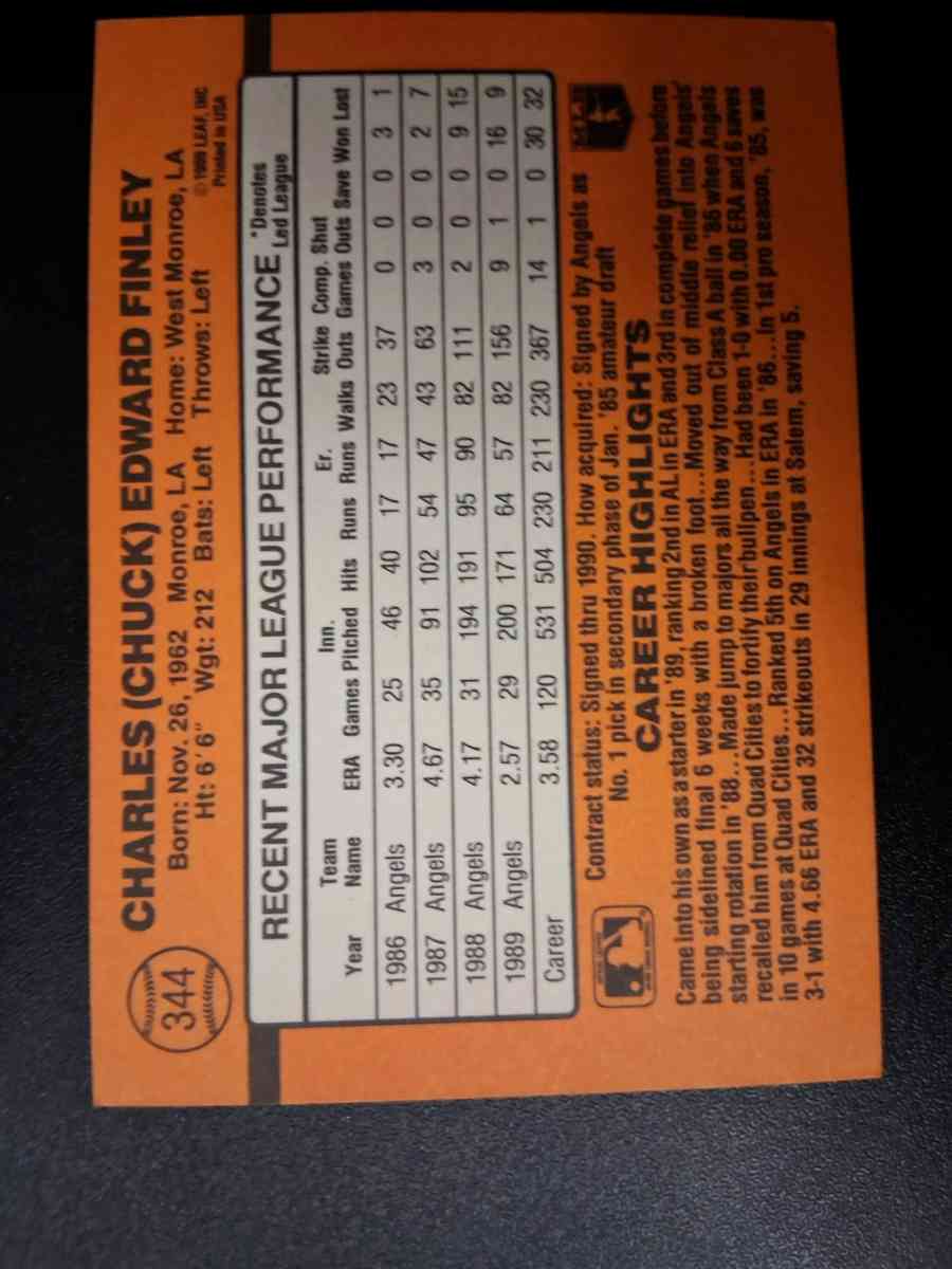 Chuck Finley card 344 - Acme, Louisiana - FleaMarketBay