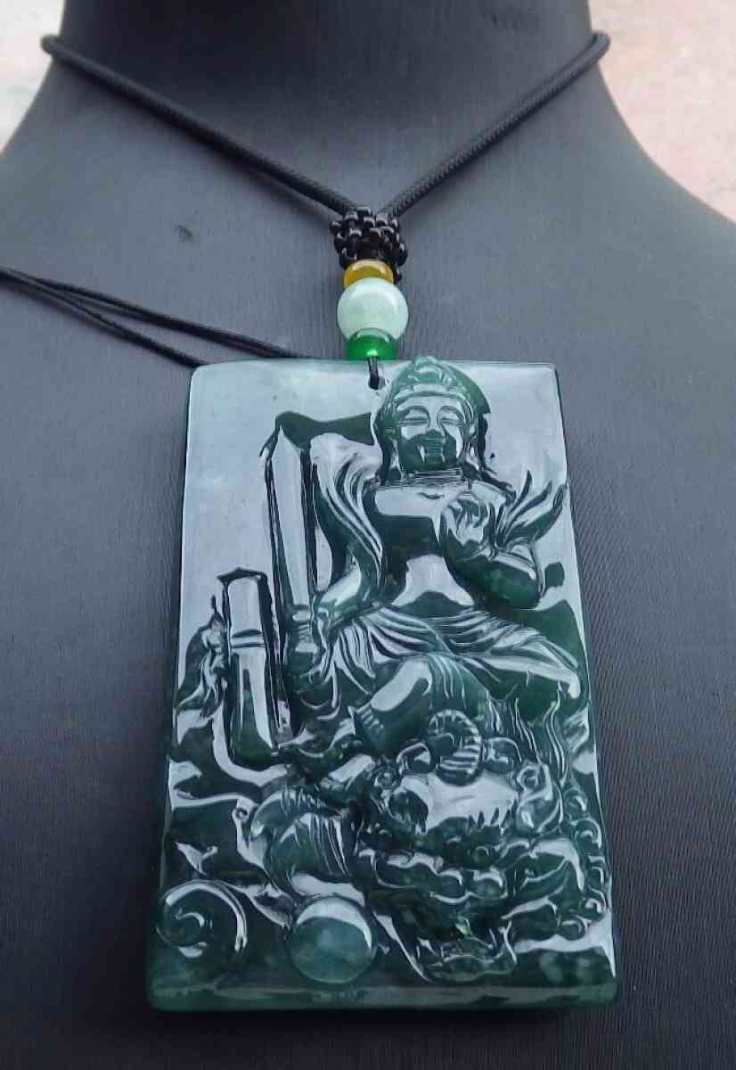 Certificate Jadeite jade  Burmese  Guanyin Kai Lun pendant - Pasadena, California - FleaMarketBay