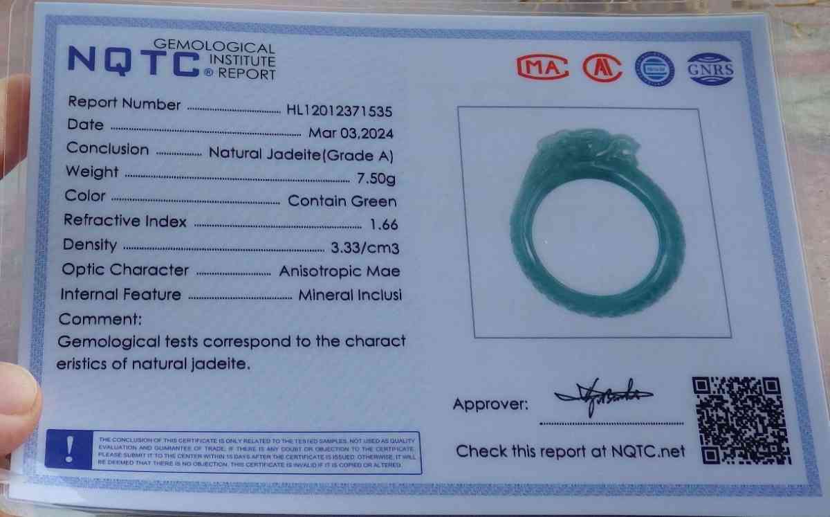 Certificate Jadeite jade  Burmese  Dragon size10 - Pasadena, California - FleaMarketBay