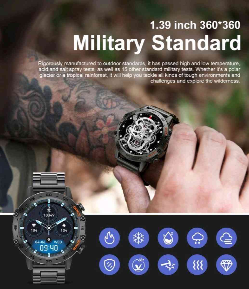 Mens Smart Watch with a Black Stainless Steel band - Grand Rapids, Ohio - FleaMarketBay