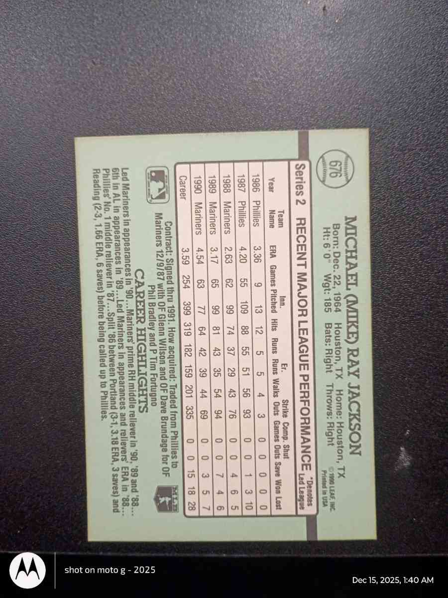 Mike Jackson Baseball Card - Saint Landry, Louisiana - FleaMarketBay