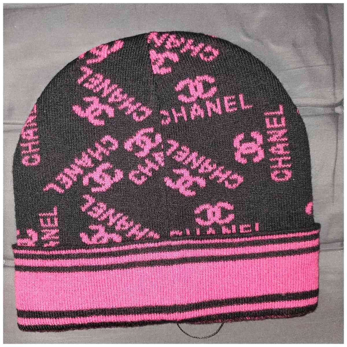 Chanel Black and Pink Logo Beanie - Chester Gap, Virginia - FleaMarketBay