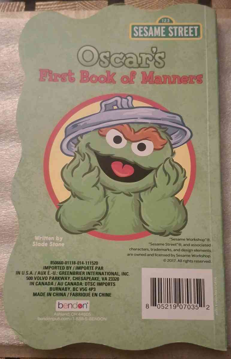 Sesame Street Oscars First book of Manners - Camden, New Jersey - FleaMarketBay