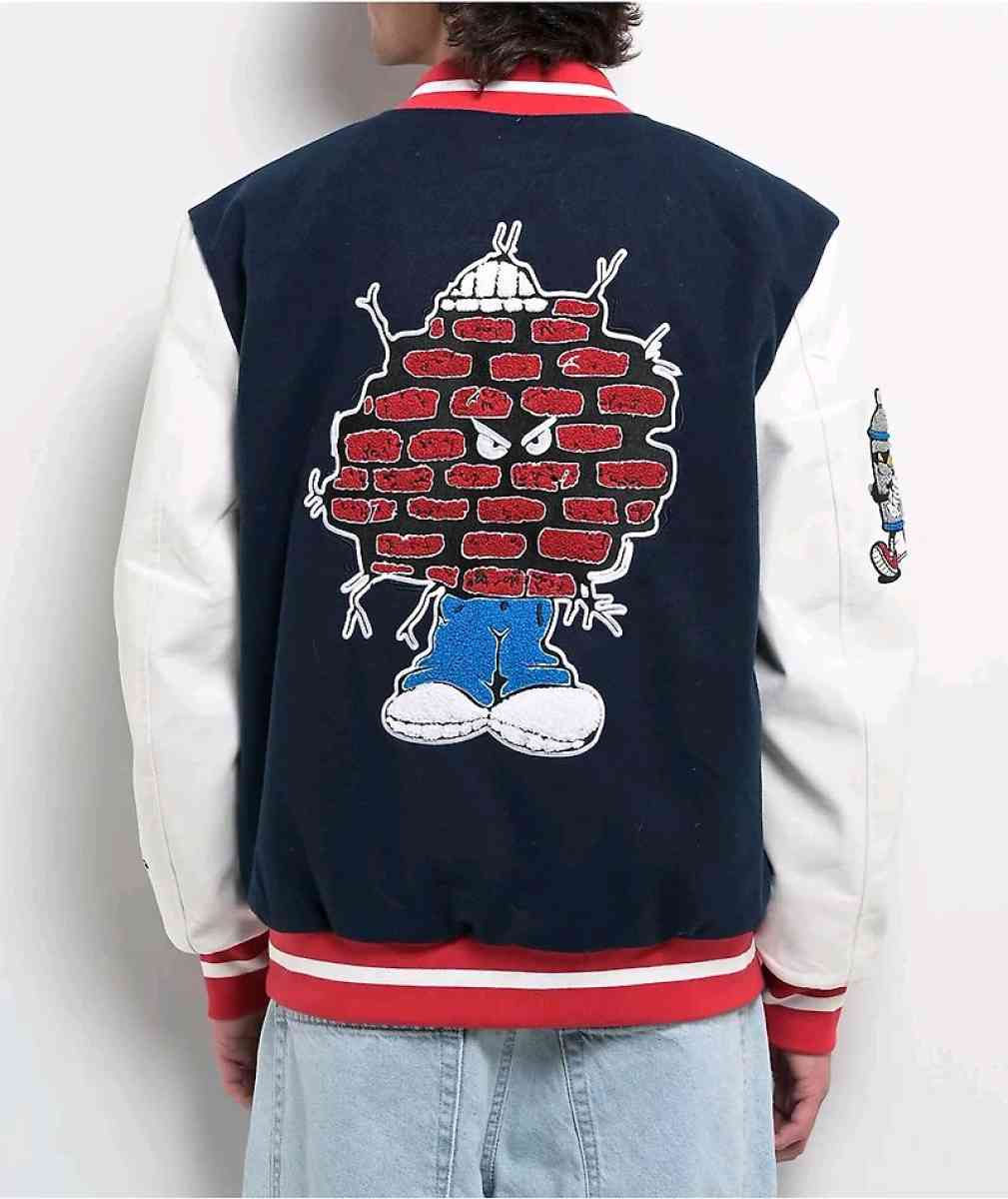 Empyre Brick Navy  White Varsity Jacket - Forest, Virginia - FleaMarketBay