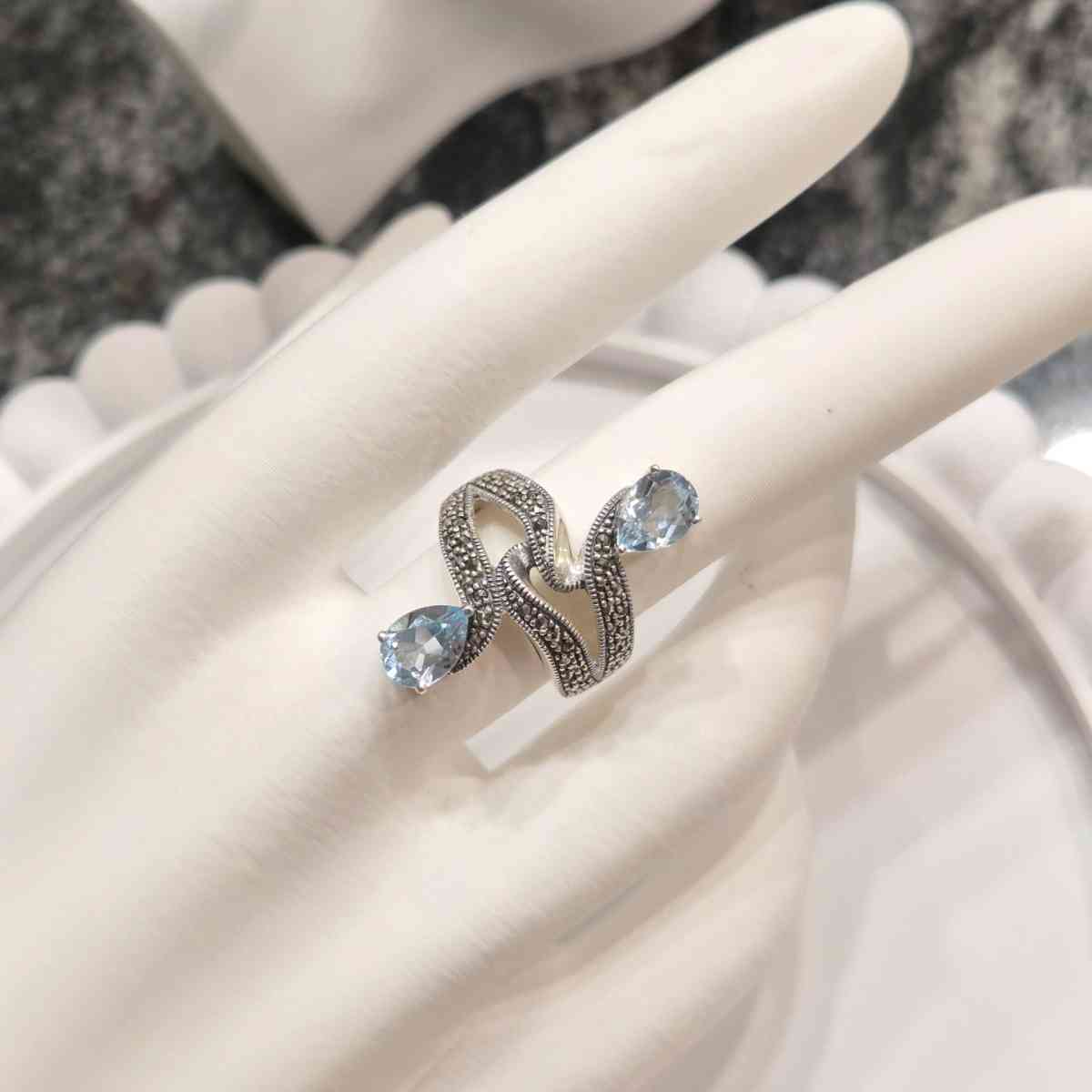 Sterling Silver Ring with Marcasite and Blue Topaz - Trenton, New Jersey