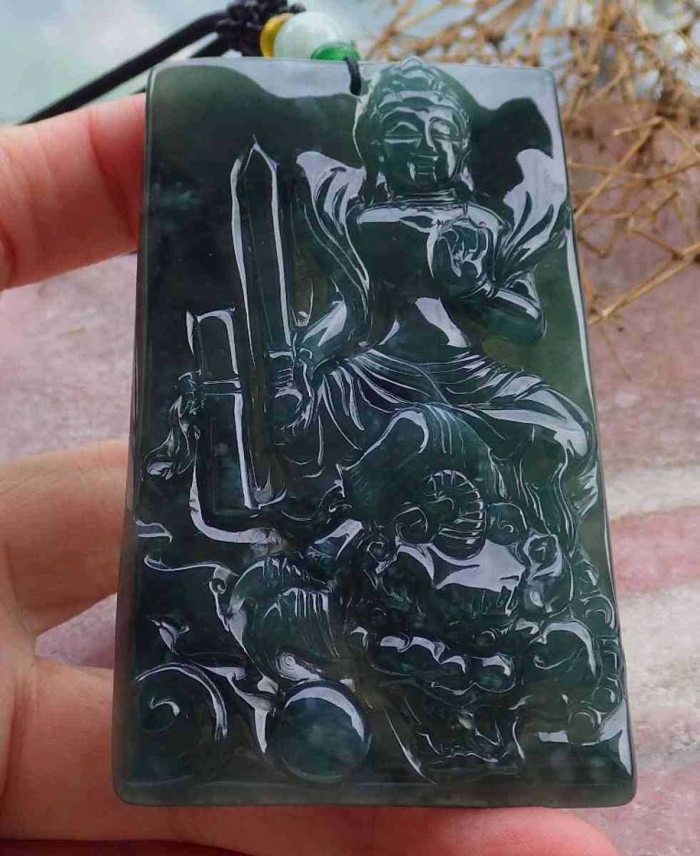 Certificate Jadeite jade  Burmese  Guanyin Kai Lun pendant - Pasadena, California - FleaMarketBay