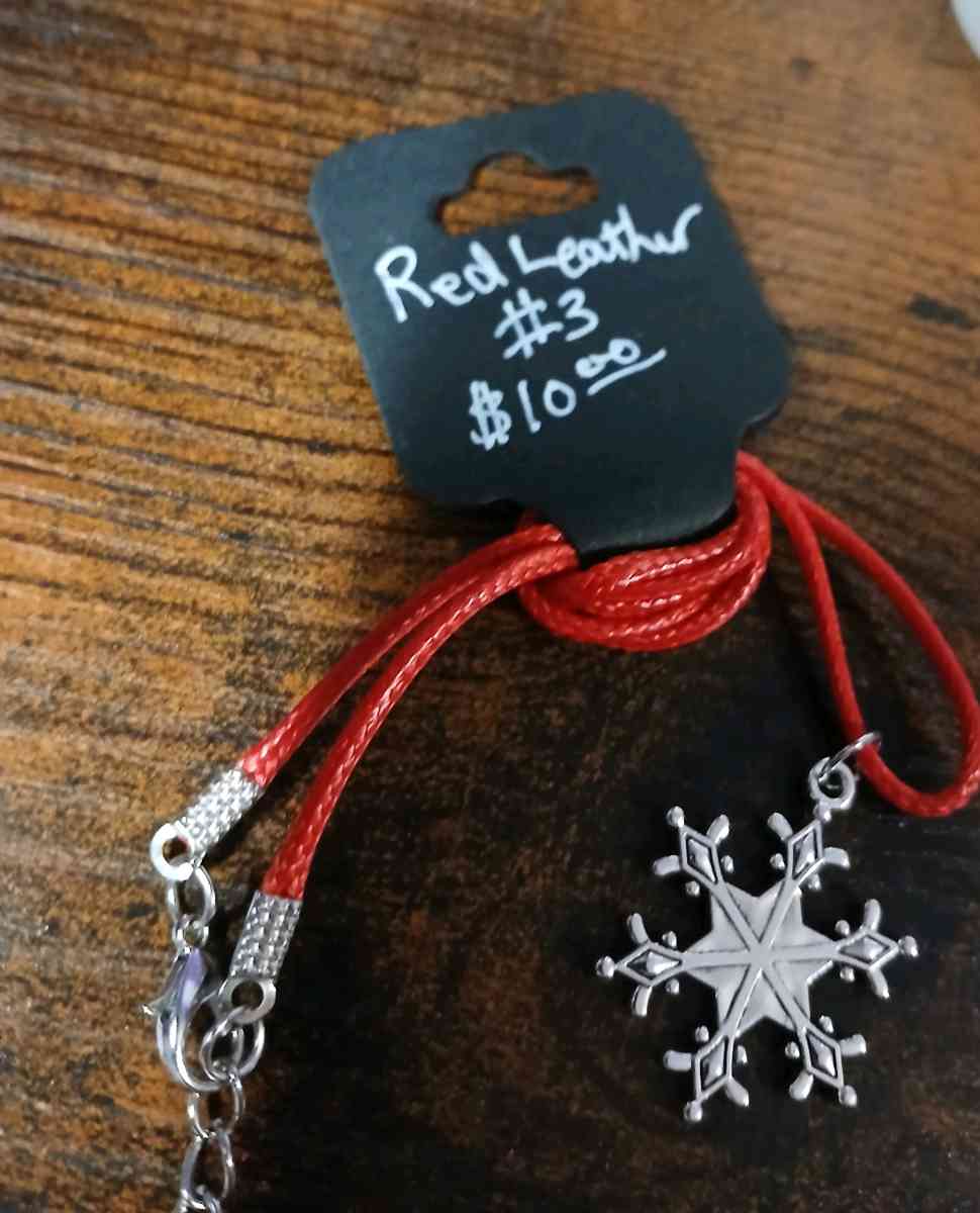 Red Leather Christmas Necklace pt1 - Achilles, Virginia - FleaMarketBay