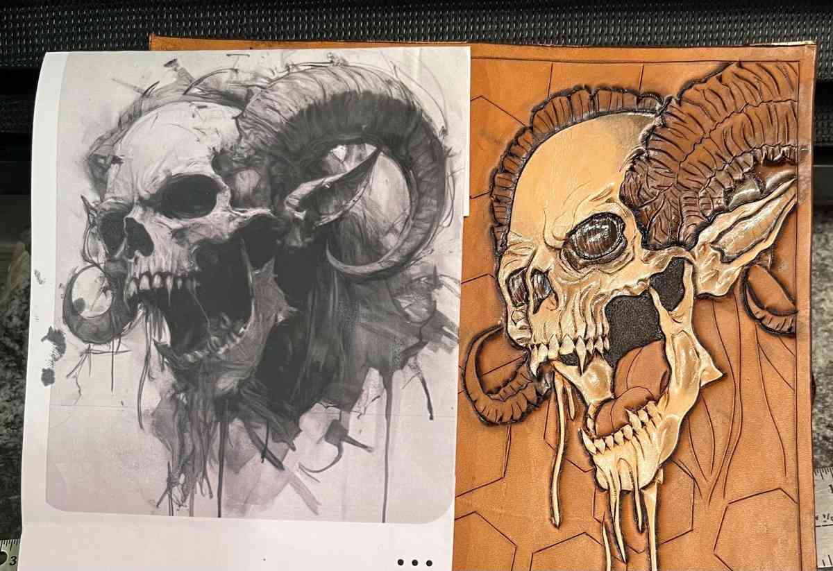 new tooled leather demon with horns bifold wallet - Pineville, Louisiana - FleaMarketBay