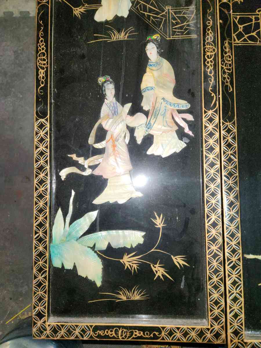 antique mother of pearl japanese art dividers 48 in wide 36H - Catasauqua, Pennsylvania - FleaMarketBay