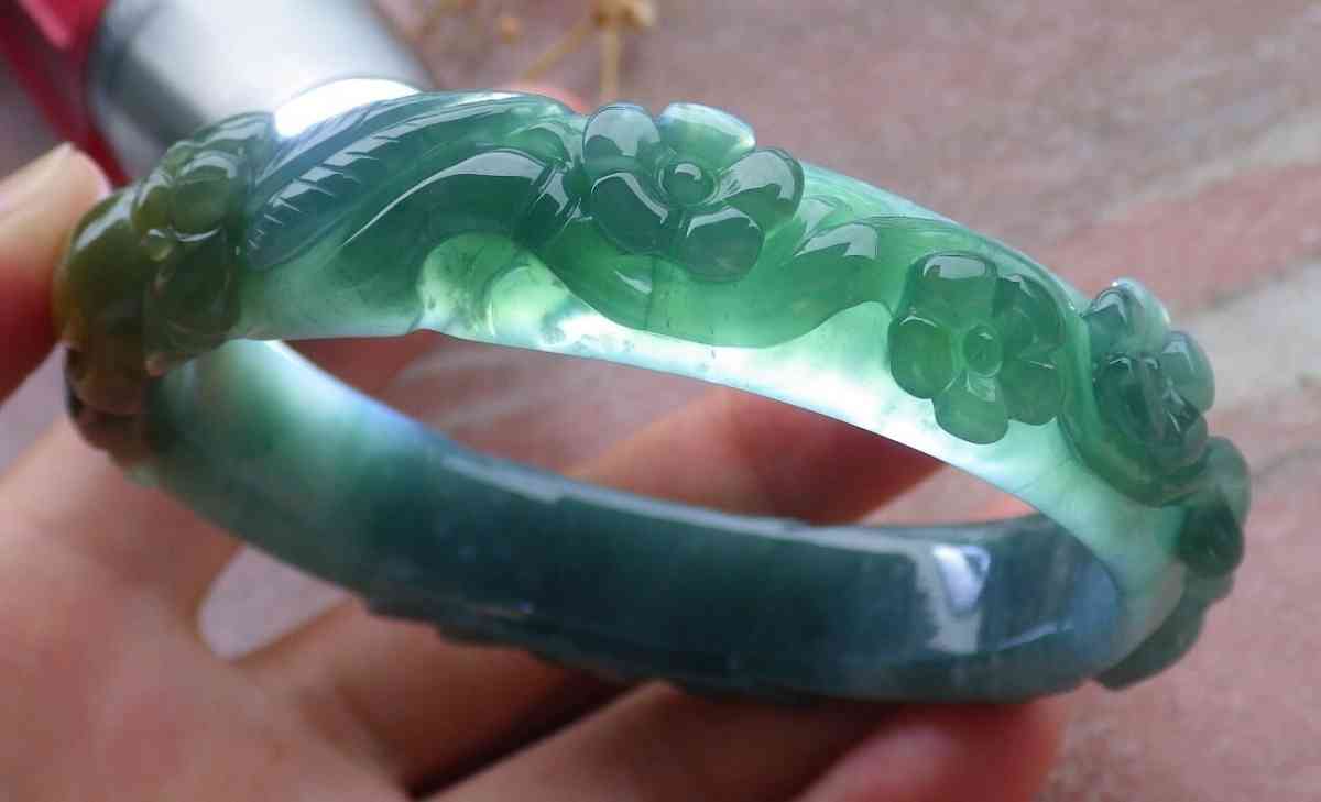 Certificate Jadeite Deer jade Burmese  Bangle 61mm 7inches - Pasadena, California - FleaMarketBay