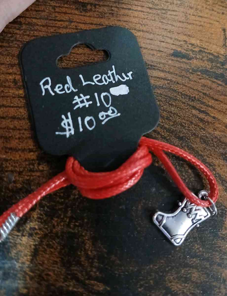 Red Leather Christmas Necklace pt2 - Newport News, Virginia - FleaMarketBay