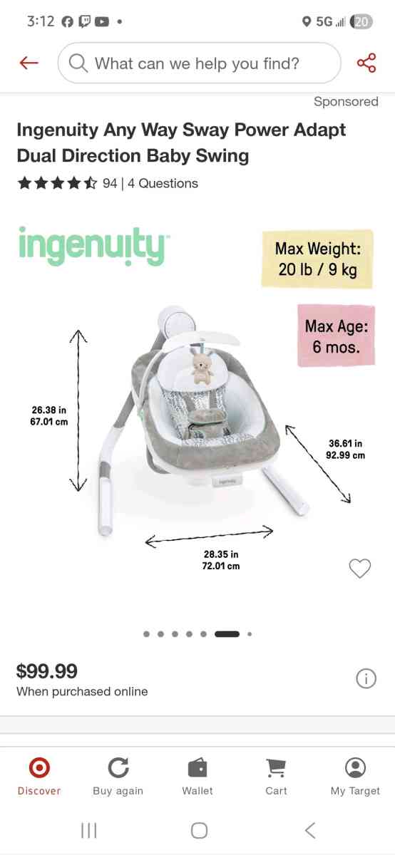 Ingenuity Baby Swing - Houston, Texas - FleaMarketBay