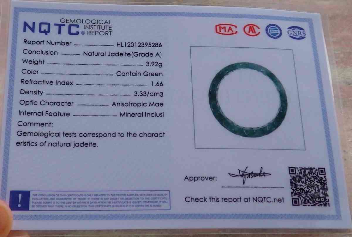 Certificate Jadeite Jade  Burmese Old money ring size 10 - Pasadena, California - FleaMarketBay