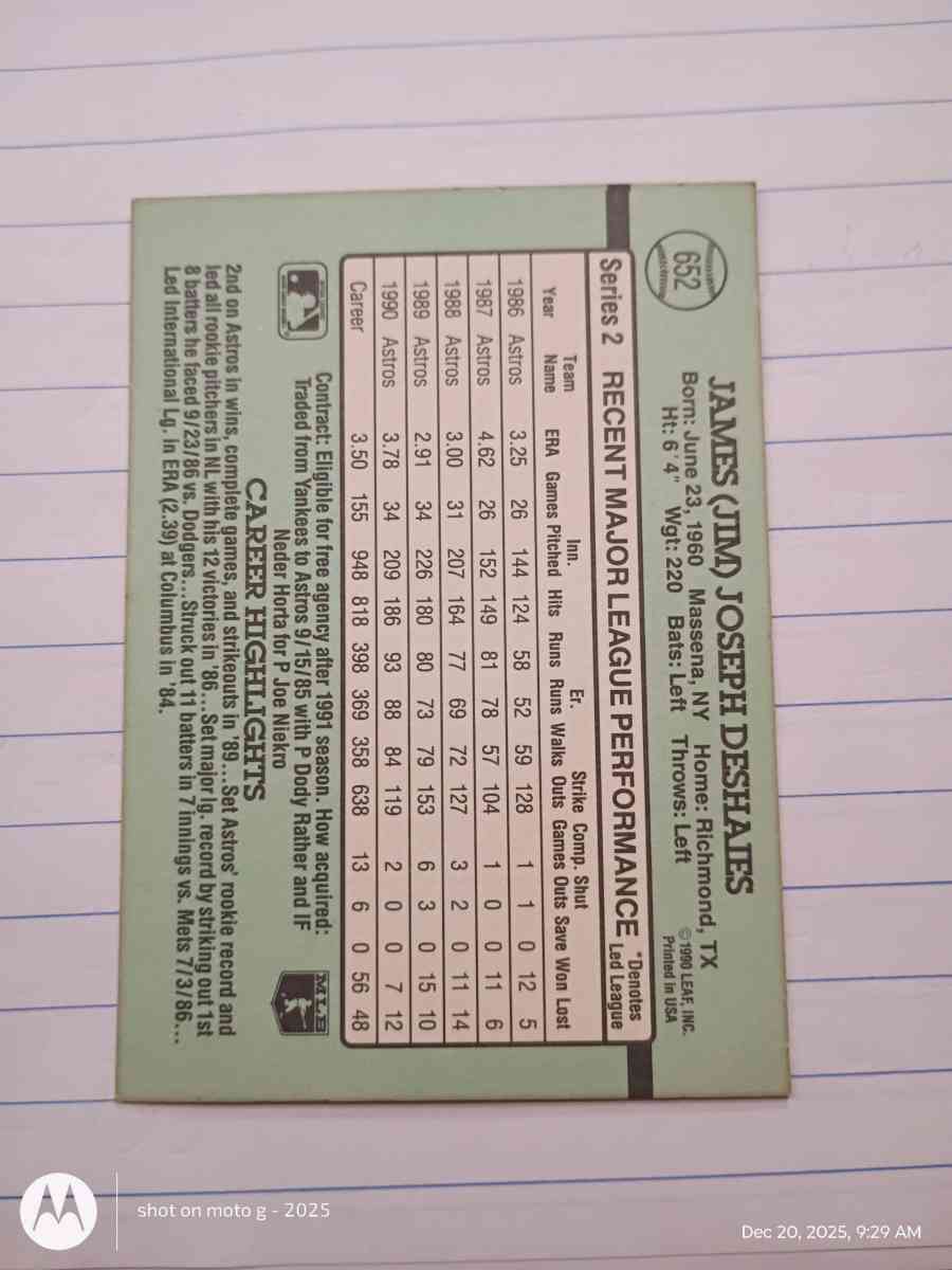 Jim Deshaies card  652 - Saint Landry, Louisiana - FleaMarketBay