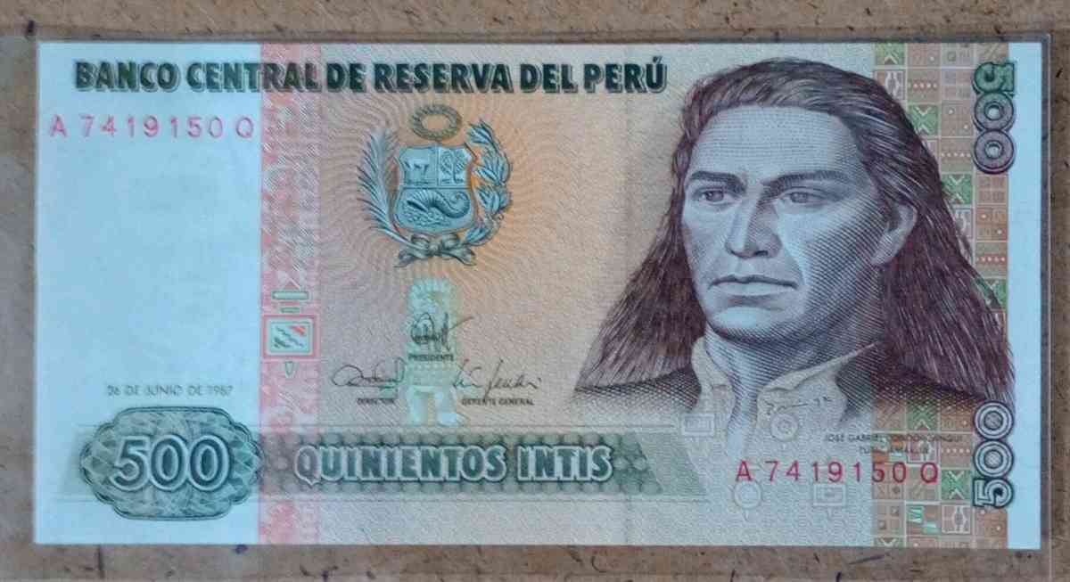 500 Intis banknote from the Central Reserve Bank of Peru - Grand Rapids, Ohio