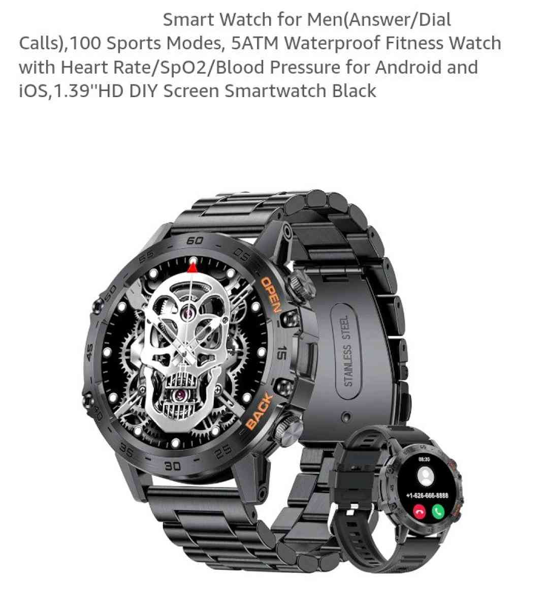 Mens Smart Watch with a Black Stainless Steel band - Grand Rapids, Ohio - FleaMarketBay