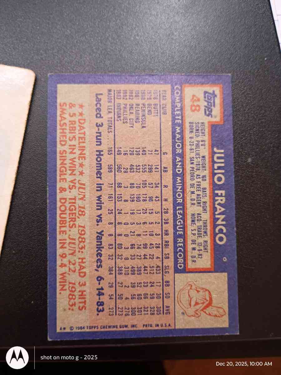 Julio Franco card 48 - Acme, Louisiana - FleaMarketBay