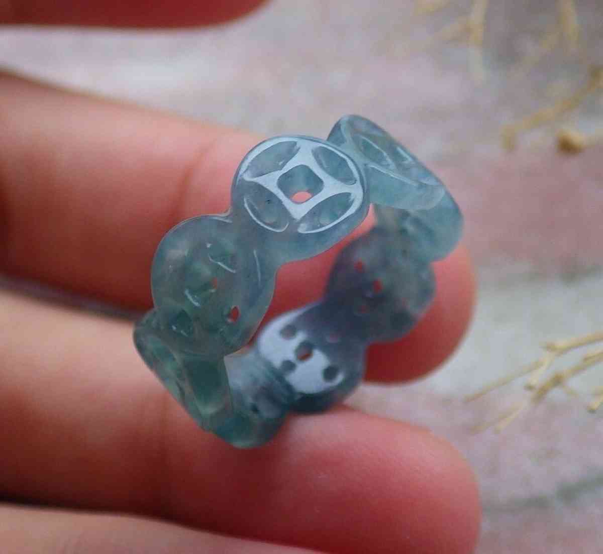 Certificate Jadeite Jade Green Ring Old Money Coin size6 - Pasadena, California - FleaMarketBay