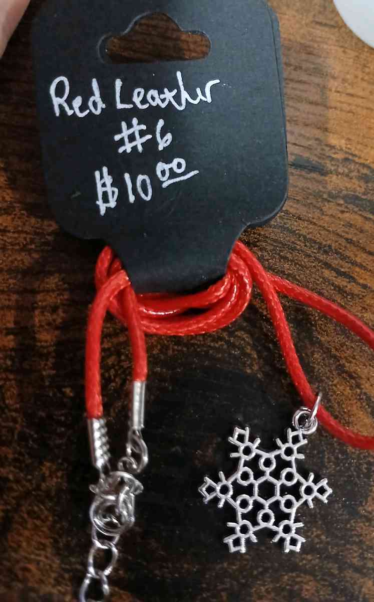 Red Leather Christmas Necklace pt1 - Achilles, Virginia - FleaMarketBay