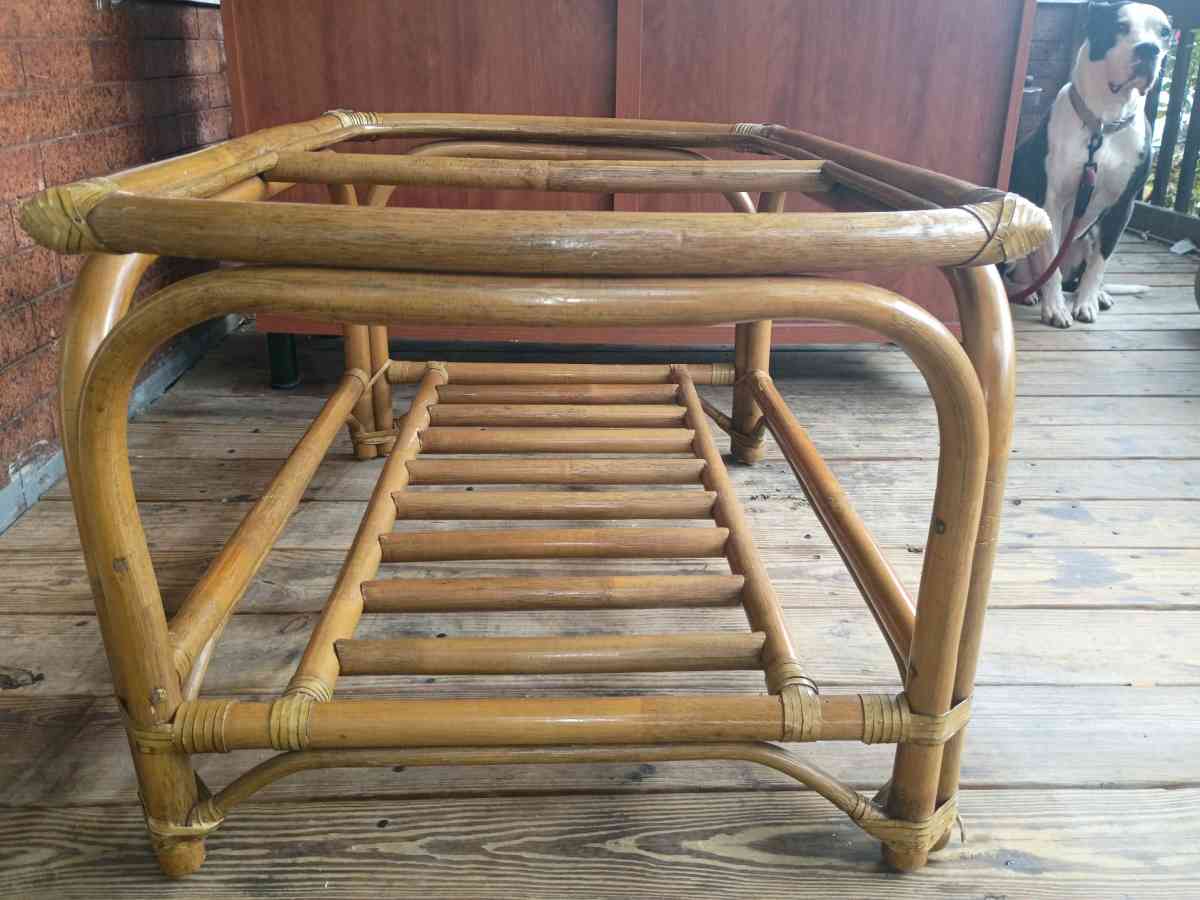 VINTAGE MCM RATTAN Bamboo Coffee Table Ottoman Bench Frame S - Philadelphia, Pennsylvania - FleaMarketBay