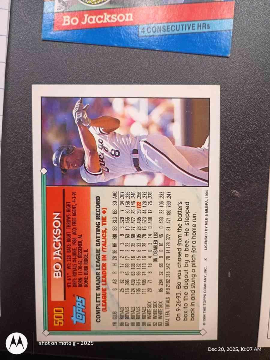 Bo Jackson card 500 - Acme, Louisiana - FleaMarketBay