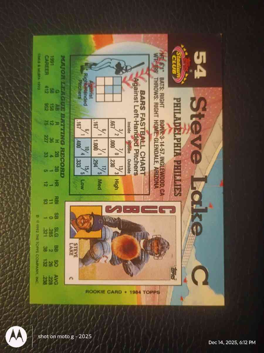 Steve Lake Baseball Card - Saint Landry, Louisiana - FleaMarketBay