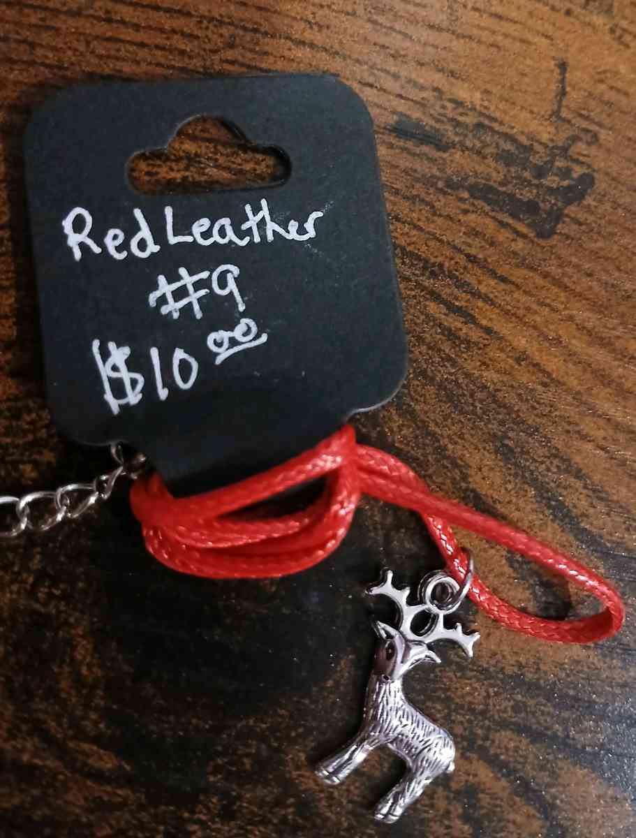 Red Leather Christmas Necklace pt2 - Newport News, Virginia - FleaMarketBay