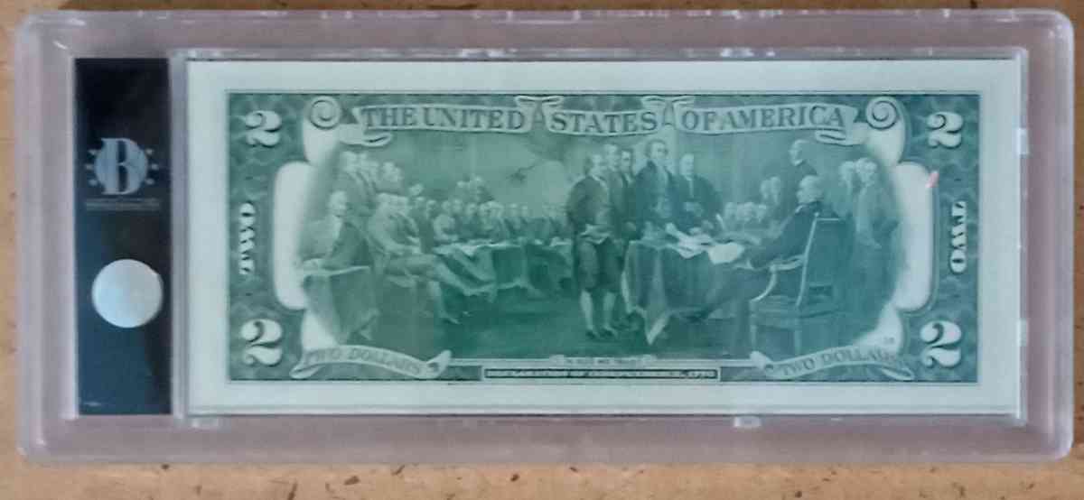 Colored yellow stone national park two dollar bill - Grand Rapids, Ohio - FleaMarketBay