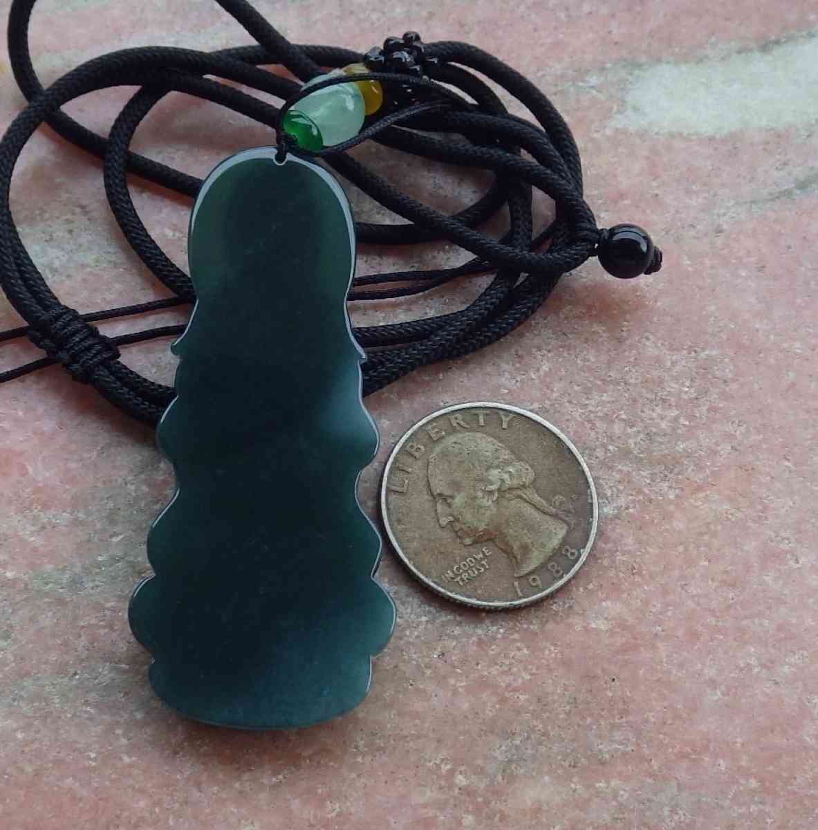 Certificate Jadeite Jade Green Pendant Kwan Yin buddha - Pasadena, California - FleaMarketBay