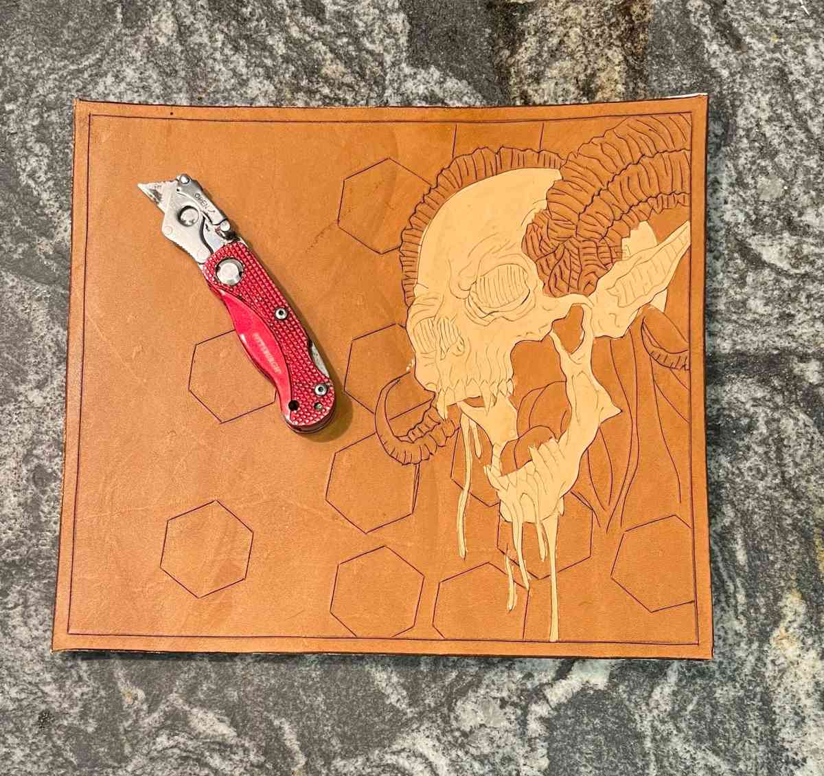 new tooled leather demon with horns bifold wallet - Pineville, Louisiana - FleaMarketBay