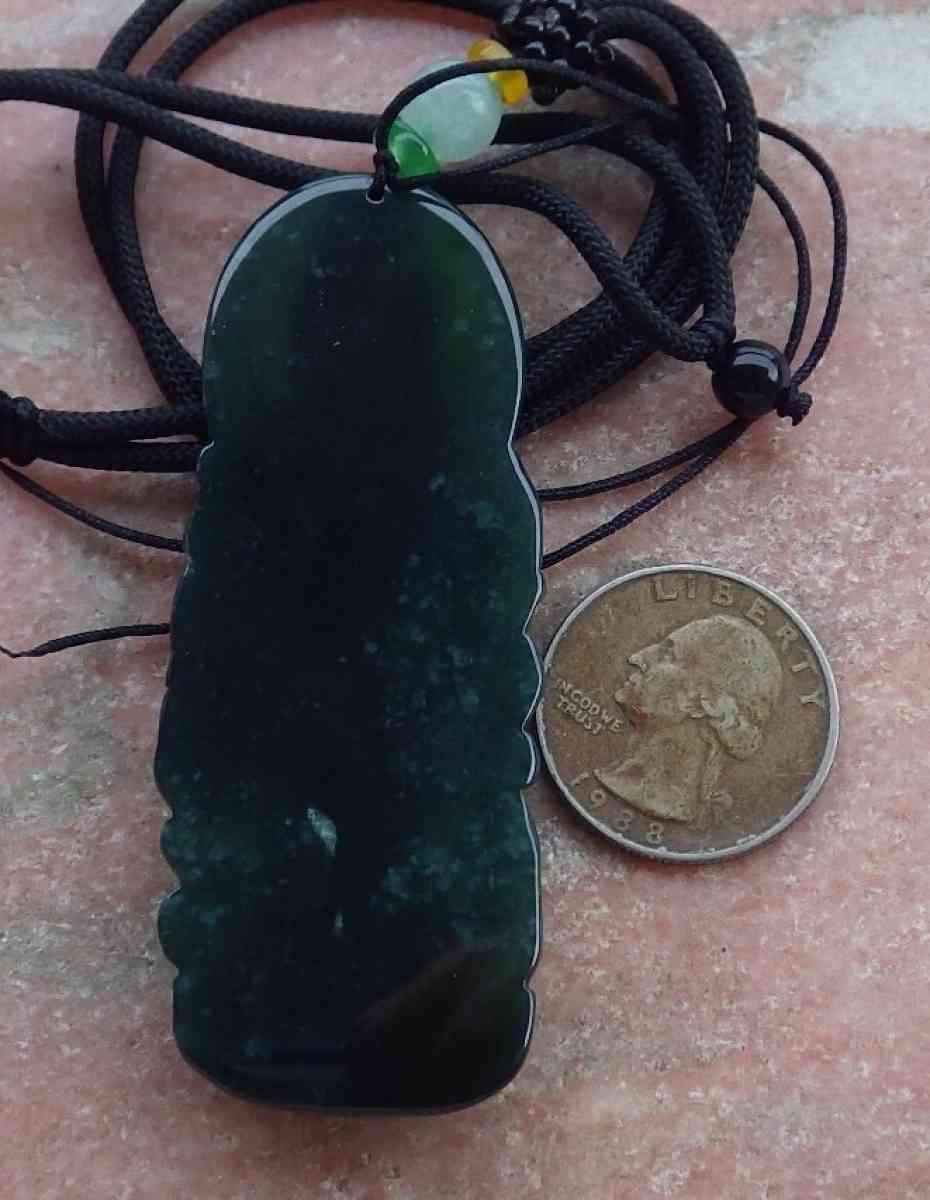 Certificate Jadeite Jade Black Green pendant Kwan Yin - Pasadena, California - FleaMarketBay