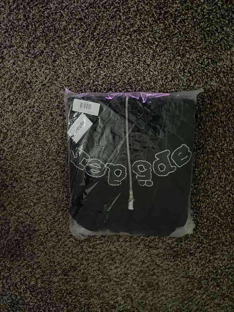 Sp5der Black Rhinestone Web V2 Zip Up hoodie - Houston, Texas - FleaMarketBay