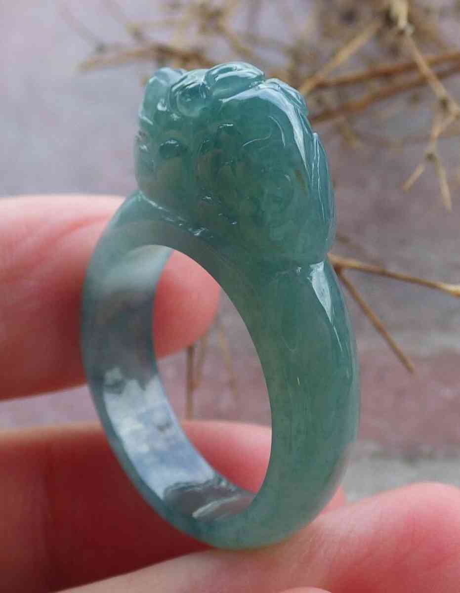 Certificate Jadeite jade  Burmese Dragon Ring size 9 - Pasadena, California - FleaMarketBay