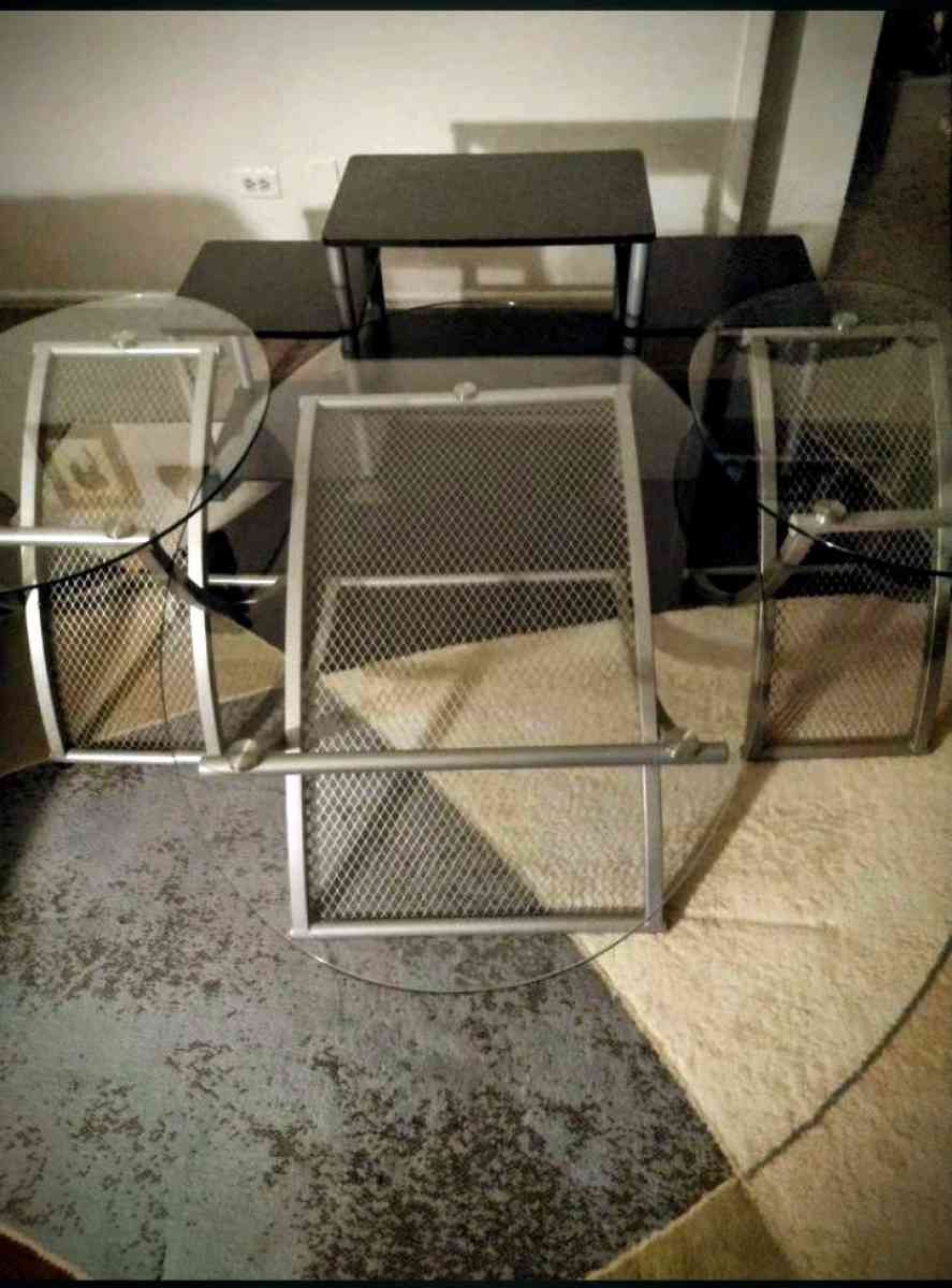 glass coffee table set TV stand included