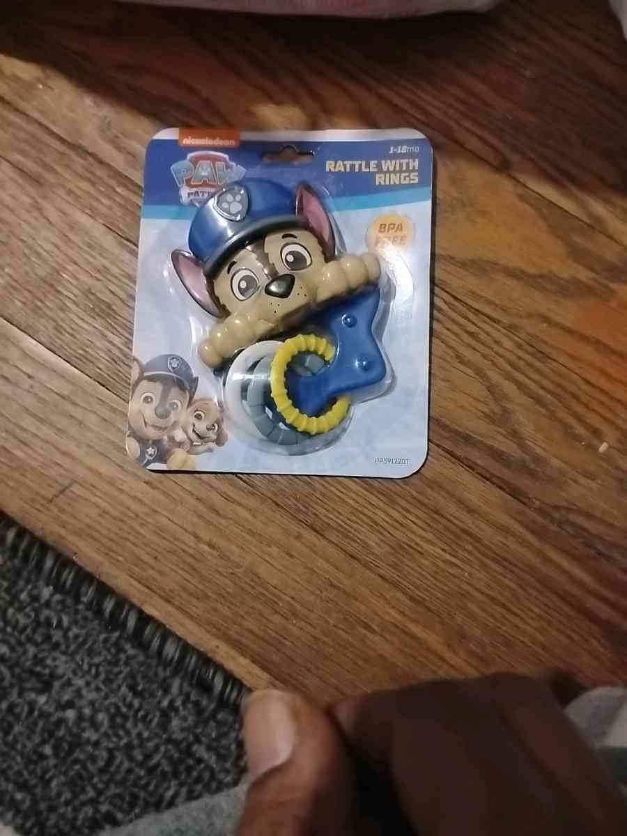 paw patrol rattle with rings bpa Free 1 to 18 months