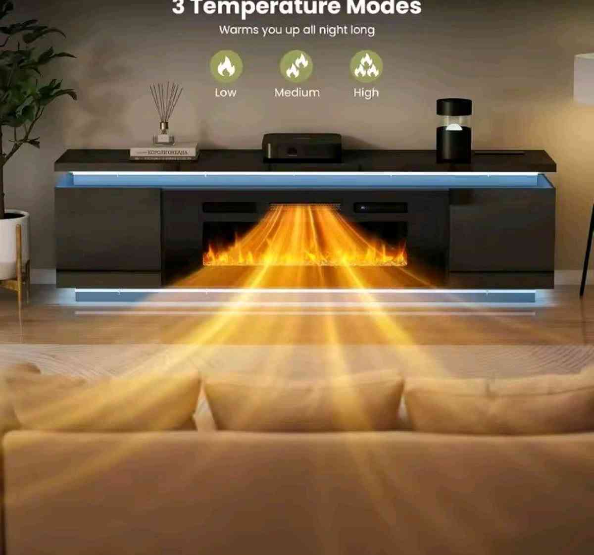 fireplace TV stand for 85in TVs with 40 inch fireplace - Richton Park, Illinois - FleaMarketBay